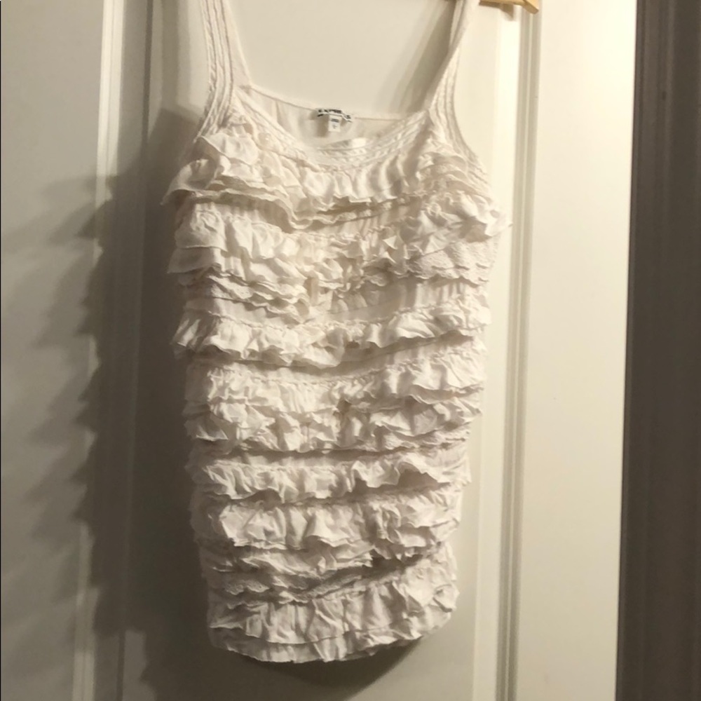 White ruffled tank